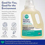 The Clean People Liquid Laundry Detergent - Recyclable Packaging, Stain Fighting - Ultra Concentrated, Laundry Soap - Fresh Scent, 200 Loads