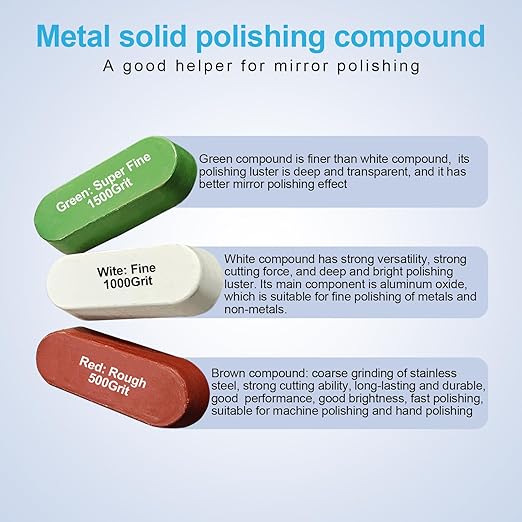 Neeki 6 Drill Buffing Wheels and 3 Polishing Compounds, Multi-Specification Wheel Kit for Metal, Stainless Steel, Jewelry, Wood, Ceramic, Glass, and Other Surfaces