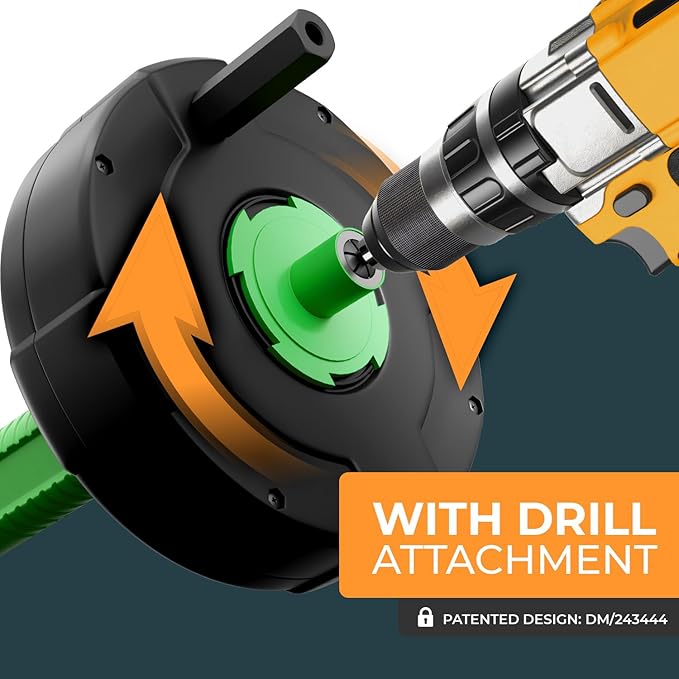 drain snake [50 FT] - Auto Feed - Ideal plumbing snake for sink and drain unblocking - Solid drain auger for real DYIs!