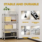 M MZG 1000 lbs 4 Tier Shelf Metal Storage Shelves Wire Rack Closet Organizers for Garage Kitchen Bathroom Laundry Chrome 11.8" D x 25.6" W x 45.5" H