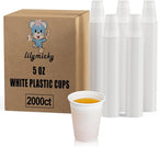Lilymicky 2000 PACK 5 oz White Plastic Cups, 5 Ounce Disposable Plastic Bathroom Cups for Tasting, Drinking