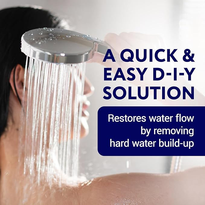 IMPRESA Shower Head Cleaner Solution for Hard Water - 8 fl oz Lemon Scent Liquid - Lime Deposit Remover & Descaler for Shower Heads - Restores Water Flow - Made in USA