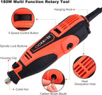 GOXAWEE Rotary Tool Kit with 180 Rotary Tool Accessories & Flex Shaft & Universal Collet, 5 Variable Speed Rotary Multi-Tool, Mini Electric Drill Set for Crafting DIY Project(Orange)