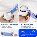 6 Pack Holikme 4 in 1 Cup Lid Cleaning Brush Set with 3 Straws, Multifunctional Bottle Brush, Silicone Cup Lid Gap Cleaner, Durable Bristle Crevice Cleaning Brush, Blue & Yellow & Red