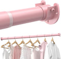 Supforce Closet Rods for Hanging Clothes, 17 to 39 Inches Stepless Adjustable Metal Closet Rod, 1.3 Inches Heavy Duty Clothes Hanging Rod for Closet Wardrobes Laundry RV, Pink