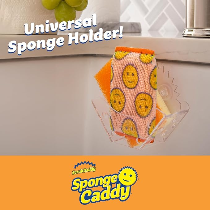 Scrub Daddy Cleaning Supplies Kit - Cif Floral Bundle - Includes Scrub Mommy Dish Sponges, Microfiber Towels, Kitchen Sink Caddy & Cif Cream All Purpose Cleaner, Pink Lilly (9 Count)
