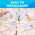 JOYMOOP 6 ft Extendable Duster Handle with 24 Heavy Refills, Compatible with Swiffer Duster Refills, Disposable Microfiber Dusting Pads for Home Cleaning, Ceiling, Fan, Window, Hard-to-Reach Areas