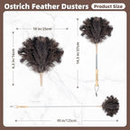 Ostrich Feather Dusters for Cleaning Kit - Reusable Soft Feather Duster Extendable to 49 inches for Cleaning Ceiling Fan, High Ceiling, Blinds & Retractable Small Duster for Keyboard, Car