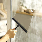 Shower Squeegee for Glass Doors,14-Inch Shower Glass Squeegee, Matte Black Shower Squeegee for Shower Doors,Mirror,Windows, with Shower Door Hook and Adhesive Hook
