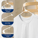White Standard Plastic Hangers, Mega Pack,150 Pieces Hangers for Clothes, Durable Tubular Hanger Slip Design Cloth Hanger Set with 2 Integrated Strap Hook Design