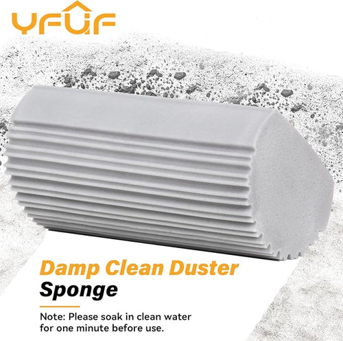 2 Pack Damp Clean Duster Sponge, Magic Sponge Eraser for Household Cleaning, Reusable Dusters Cleaning Supplies for Housekeeping, Dish, Blinds, Glass, Baseboards,Window Track Grooves and Faucets