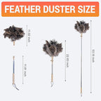 Extendable Ostrich Feather Duster, Natural Ostrich Feathers Long Handle Duster for Cleaning, 47” Soft & Fluffy Feather Duster for High Ceilings, Fans, Walls, Furniture, Home Dusting(A11-Ivory)