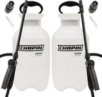 Chapin 20024: Value Pack, 2-Pack, 2-Gallon SureSpray Lawn and Garden Poly Tank Sprayer with Anti-Clog Filter for Yard, Lawn, Weeds, and Plants, Translucent White