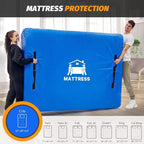 Mattress Bags for Moving, BETU Mattress Protector Waterproof Mattress Cover Crib Size Storage Bags with 8 Heavy-Duty Handles and Zipper for Bed Extra Thick Large Reusable (52"x28"x6.5" Blue)