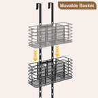 Yuyetuyo 7-Tier Over The Door Organizer, Shower Caddy Hanging &Wall Mounted Hair Tool Organizer/Hair Dryer Holder Adjustable, Behind Door Storage for Bathroom Bedroom Closet Cabinet Pantry Kitchen