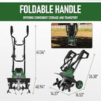 14" Electric Garden Tiller, 8.7" Tilling Depth Cord Cultivator with Foldable Handle & Adjustable Wheels for Soil Cultivation