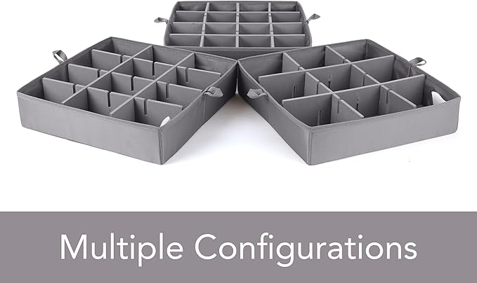 Covermates Keepsakes - Adjustable Zip-Top Storage Box - Configurable FlexGrid Compartments - Heavy Duty Polyester- Reinforced Handles - Stackable Design - Indoor Storage, Beige Heather