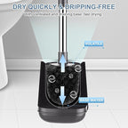SetSail Toilet Brush and Holder, Self Closing Lid Toilet Bowl Brushes Holder and Extra Long Handle Ventilated Toilet Brush Set for Bathroom Cleaning, Nylon Bristles, Grey