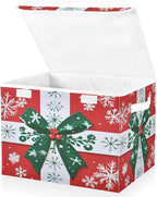 senya Large Storage Bins with Linen Collapsible Foldable Storage Cubes Fabric Closet Organizer Containers box with Flip-Top Lid for Home Bedroom Office 16.7 x 12.6 x 11.8in (Christmas Gift)