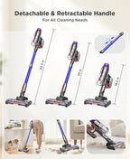 Cuzmok Cordless Stick Vacuum Cleaner for Home: Power Suction Vacuum Tangle-Free Lightweight Design & 2600mAh Detachable Battery Up to 50mins Runtime for Pet Hair Carpet Hardwood Floor