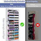 UVIAHOMI Heavy Duty Over The Door Organizer 6 Tiers, Extra Large Behind Door Storage of 12 Big Front & 12 Mesh Pockets, 80lb Weight Capacity, Hanging Doors Storage for Closet Bedroom Nursery, Gray