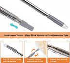 Feathers Duster 97" Long Telescoping Lambswool Duster with Bendable Wool Head - Ultra-Thick Stainless Steel Extension Pole for Cleaning