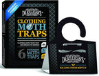 Dr. Killigan's Premium Clothing Moth Traps with Pheromones Prime | Non-Toxic Clothes Moth Trap with Lure for Closets & Carpet | Moth Treatment & Prevention | Case Making & Web Spinning (Black, 6 pack)