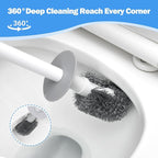 Toilet Brush and Plunger Set, 3 in 1 Toilet Bowl Brush and Holder with Crevice Cleaning Brush Wall Mounted Household Bathroom Cleaning Tools Plunger Toilet Brush Combo (1 Pack)
