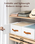 Homsorout Clothes Organizers and Storage - 4/5/7 Grids Fabric Jeans Organizer with Handles, Foldable Closet Organizers Dividers, Wardrobe organizer for Pant, Sweater, T-shirt, Scarf, 3 Pack, White