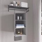 Hanging Closet Organizer, Easy Mount Collapsible 3-Shelf Camper Closet Wardrobe Hanging Storage Shelves, Folded Clothes Towels Handbag Shoes Accessories Storage, Linen Cloth, Gray