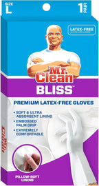 Mr. Clean Bliss Premium Reusable Latex-Free Vinyl Cleaning Gloves with Non-Slip Grip, Large
