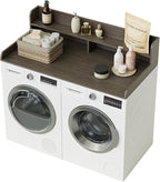 2-Tier Washer Dryer Countertop, Laundry Room Organization and Storage, 27.6" x 54" Wood Laundry Countertop for Washer and Dryer, Gray