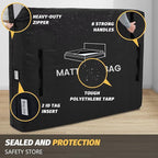 Mattress Bags for Moving and Storage, BETU Twin Mattress Protector Waterproof Mattress Cover with 8 Heavy Duty Handles and Zipper Extra Thick Moving Supplies for Dorm Bed (2 Pack:77x42x13.5 Black)