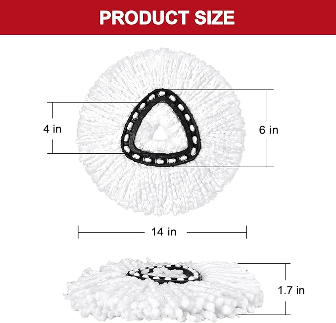 1 Pack Mop Heads Replacement for O-Ceda Easy Wrin Spin Mop, Microfiber Spin Mop Refills, Easy Cleaning Mop Head Replacement (1pc 1-Tank Mop White)