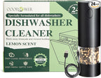 24PCS Dishwasher Cleaner and Deodorizer Tablets with Electric Pepper Grinder, Deep Cleaning Formula Tablets for Removing Limescale, Odor, Smell, Hard Water Residue(Lemon-Scented)