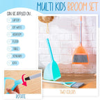Roshtia 2 Pcs Mini Broom with Dustpan for Kids Broom and Dustpan Set Toddler Cleaning Set Boys Girls Small Cleaning for Kitchen Bathroom Pet (Blue,Red)