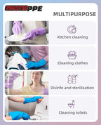 PACIFIC PPE 4 Pairs Reusable Dishwashing Cleaning Gloves with Latex Free, Cotton Lining, Kitchen Gloves, Blue, Medium