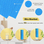 Swedish Dishcloths - 10 Pack Reusable Kitchen Dishcloths - Ultra Absorbent Dish Towels for Washing Dishes - Cellulose Sponge Cloth Cleaning Cloths - Blue