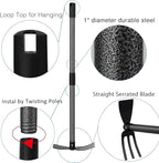 Hoe and Cultivator Gardening Hand Tools, Heavy Duty Stainless Steel Garden Hoe and 3 Fork Hand Tiller for Gardening Weeding Planting with Adjustable Handle 30-45 inch