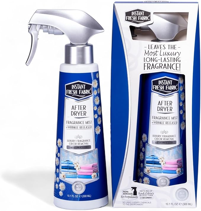 Advanced AFTER DRYER Fabric Spray Fragrance Mist, Fresh Fabric Wrinkle Release Spray Odor Remover - Laundry Scent Boosters for Home, Dorm, Anywhere - Fresh Linen Scent 10.1 Oz. - INSTANT FRESH FABRIC