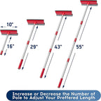 DSV Standard Window Squeegee, 2-in-1 Window Cleaner with 55" Extension Poles, Window Washing Kit, Glass Door Cleaner, Multi-Use Car Windshield Cleaning Tool with Long Handle for High Outdoor Windows