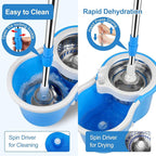 Mop and Bucket with Wringer Set, Separate Dirty Water with 3 Microfiber Replacement Mop Head Refills, 61" Stainless Steel Adjustable Handle for Floor Cleaning, (Mop Bucket 20QT)