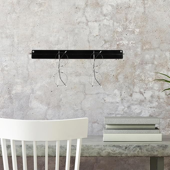 Wall-Mounted Acrylic Sunglasses Rack with Black Finish, Eyewear Organizer for Glasses Storage and Display, Space-Saving Hanging Glasses Holder for Home and Office
