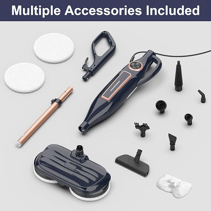 DEVOAC VM6 Scrubbing Steam Mop with Rotating Mop Pads, 10 in 1 Steam Mop, Lightweight Spin Mop & 3 Steam Modes for Hard Floor Laminate Marble Floors