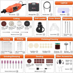GOXAWEE Rotary Tool Kit with Keyless Drill Chuck and Flex Shaft, Variable Speed Electric Multiuse Tool & 140 Accessories for Cutting, Drilling, Engraving, Grinding, Sanding, Polishing, Crafts,and DIY