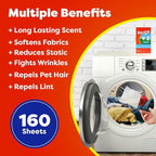 Bounce Dryer Sheets Laundry Fabric Softener Fresh Scent - Long Lasting Fresh Dry Cleaning Sheets for Tumble Dryer - Helps Reduce Wrinkles and Soften Fabrics, Repel Lint and Hair (160 Count)
