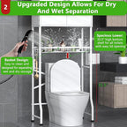 Over The Toilet Storage Cabinet - 2-Door Design Bathroom Organizers Shelf, Freestanding Space-Saver Above Toilet Storage Cabinet with Privacy Protection Rack, Water-Resistant Toilet Shelves (White)