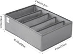 4 Packs T-shirt Drawer Organizers for Clothing,5 Grids Compartment Wardrobe Storage Box, Washable Clothes Organizer for Folded Clothes, T-shirt, Legging, Silk Scarve-Grey