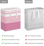 HomeHacks 2 Pack Large Laundry Baskets, Waterproof, Freestanding Laundry Hampers, Collapsible Clothes Hamper with Reinforced Handles in Laundry, College Dorm, Bathroom, Bedroom (Blue+Pink, 100Lx2)