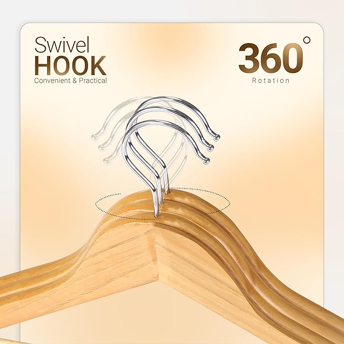 Utopia Home Premium Wooden Hangers 80 Pack - Durable & Slim Coat Hanger - Suit Hangers with 360-Degree Rotatable Hook - Wood Hangers with Shoulder Grooves (Natural Color)